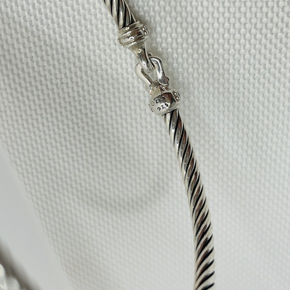 DAVID YURMAN 3mm Classic Cable Sterling Silver Diamond Buckle Bracelet Size S - Picture 4 of 10